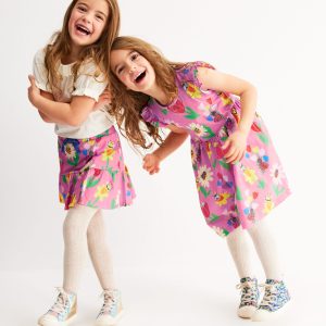 Tiered Jersey Skort-Sugared Lilac Spring Garden