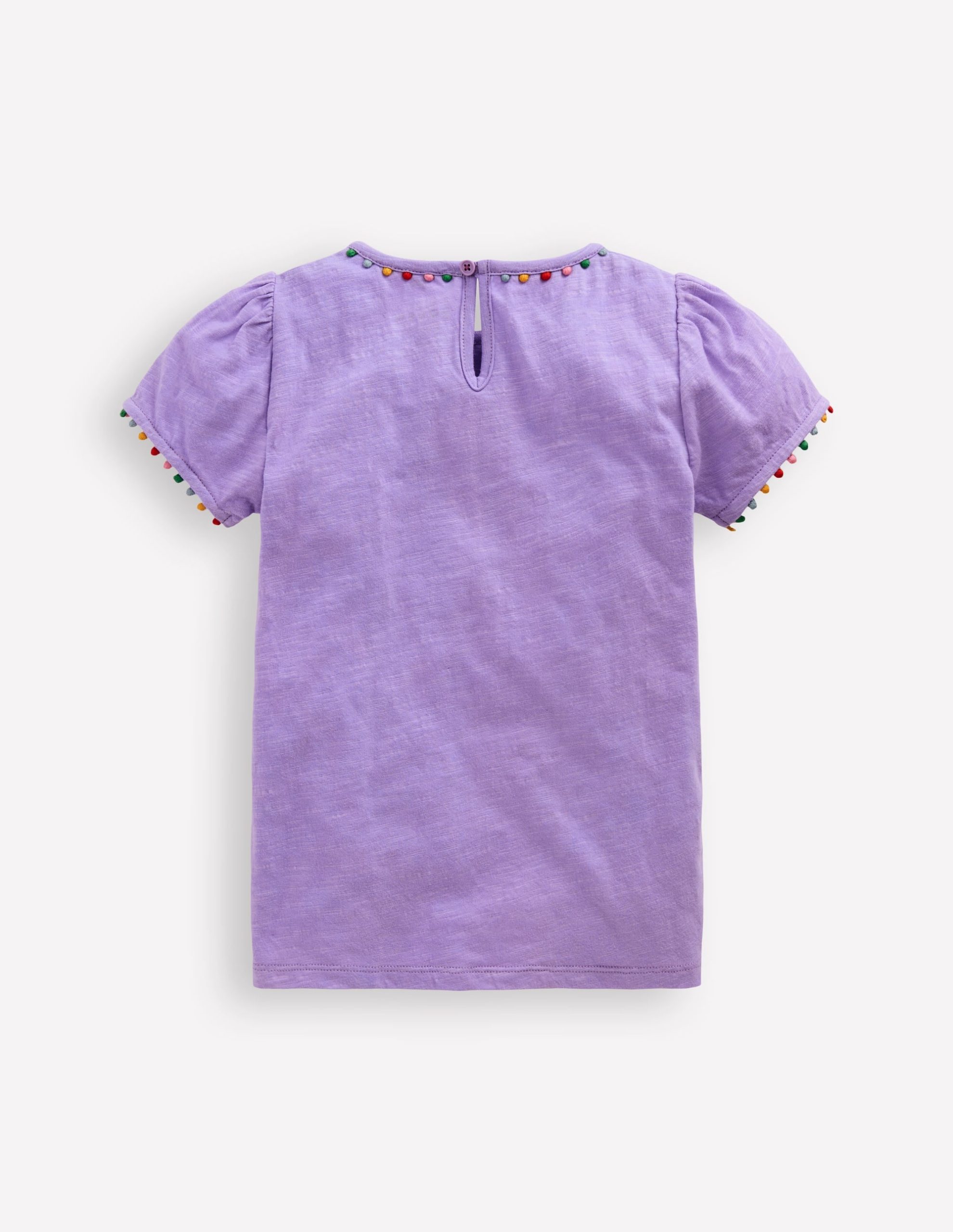 Ali Puff Sleeve Pom T-shirt-Lavender Purple - Image 2