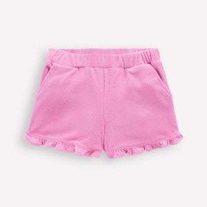 Frill Hem Towelling Shorts-Vintage Mauve