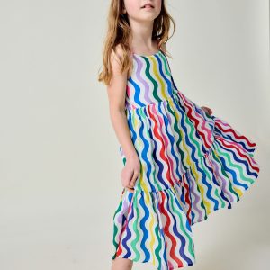 Aurelia Tiered Twirly Dress-Multi Wave