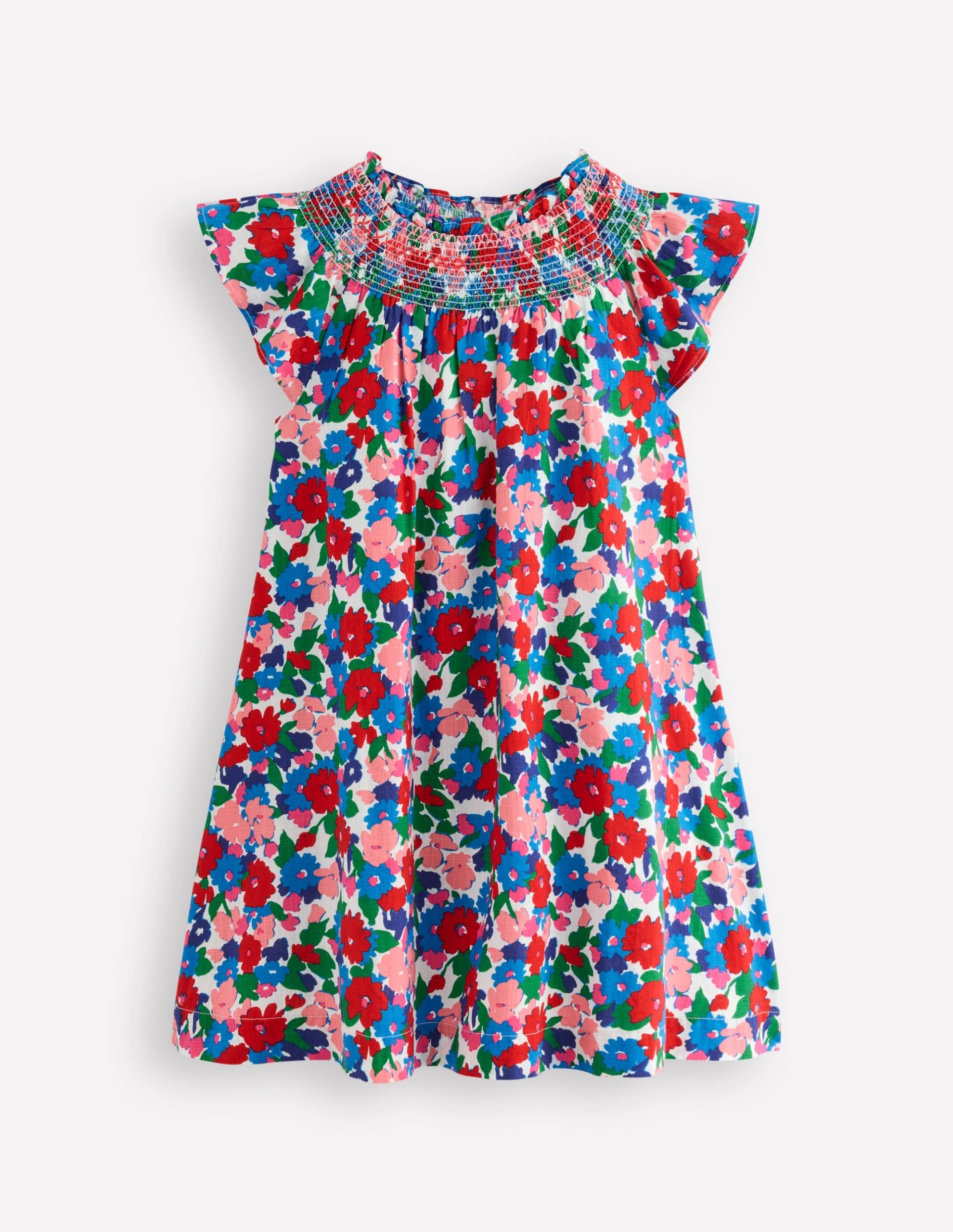 Holiday Smocked Dress-Multi Floral - Image 5