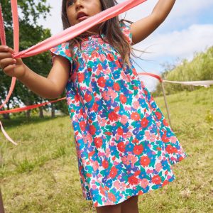 Holiday Smocked Dress-Multi Floral
