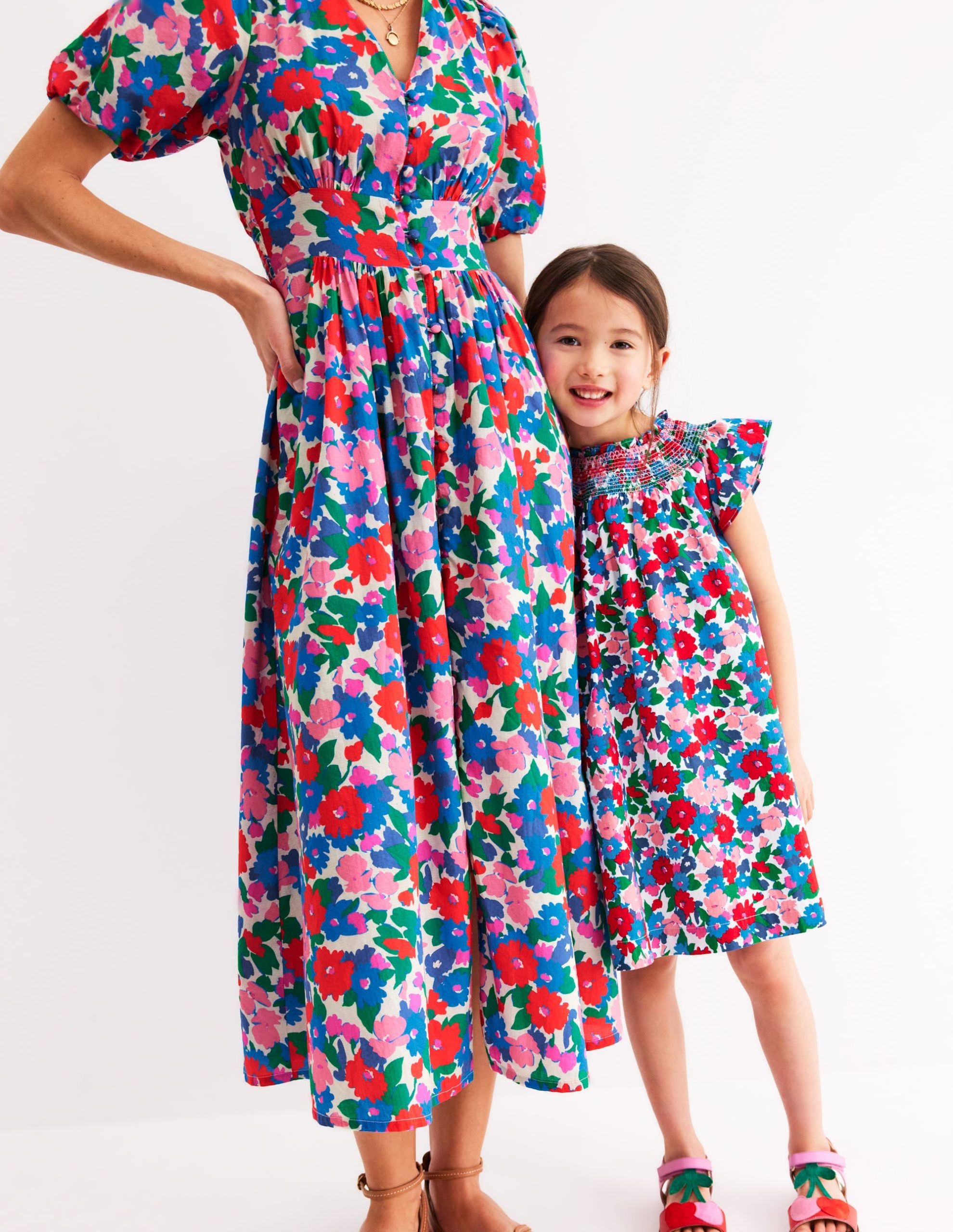 Holiday Smocked Dress-Multi Floral - Image 2