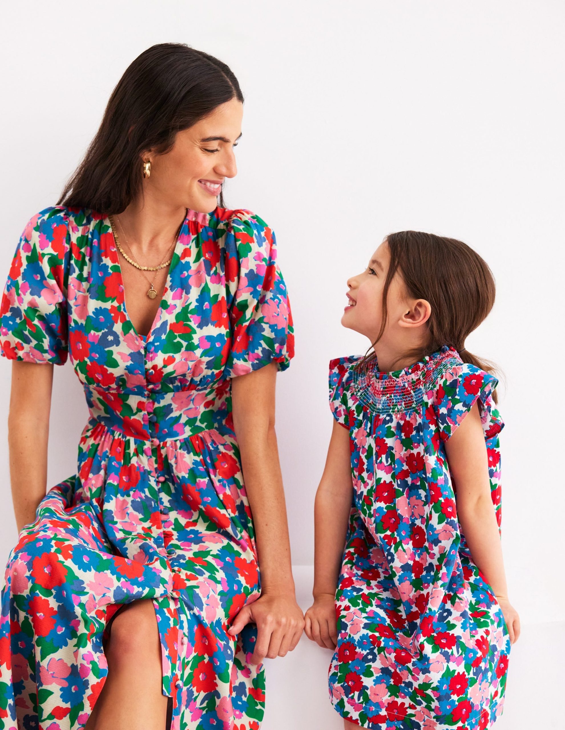 Holiday Smocked Dress-Multi Floral - Image 3