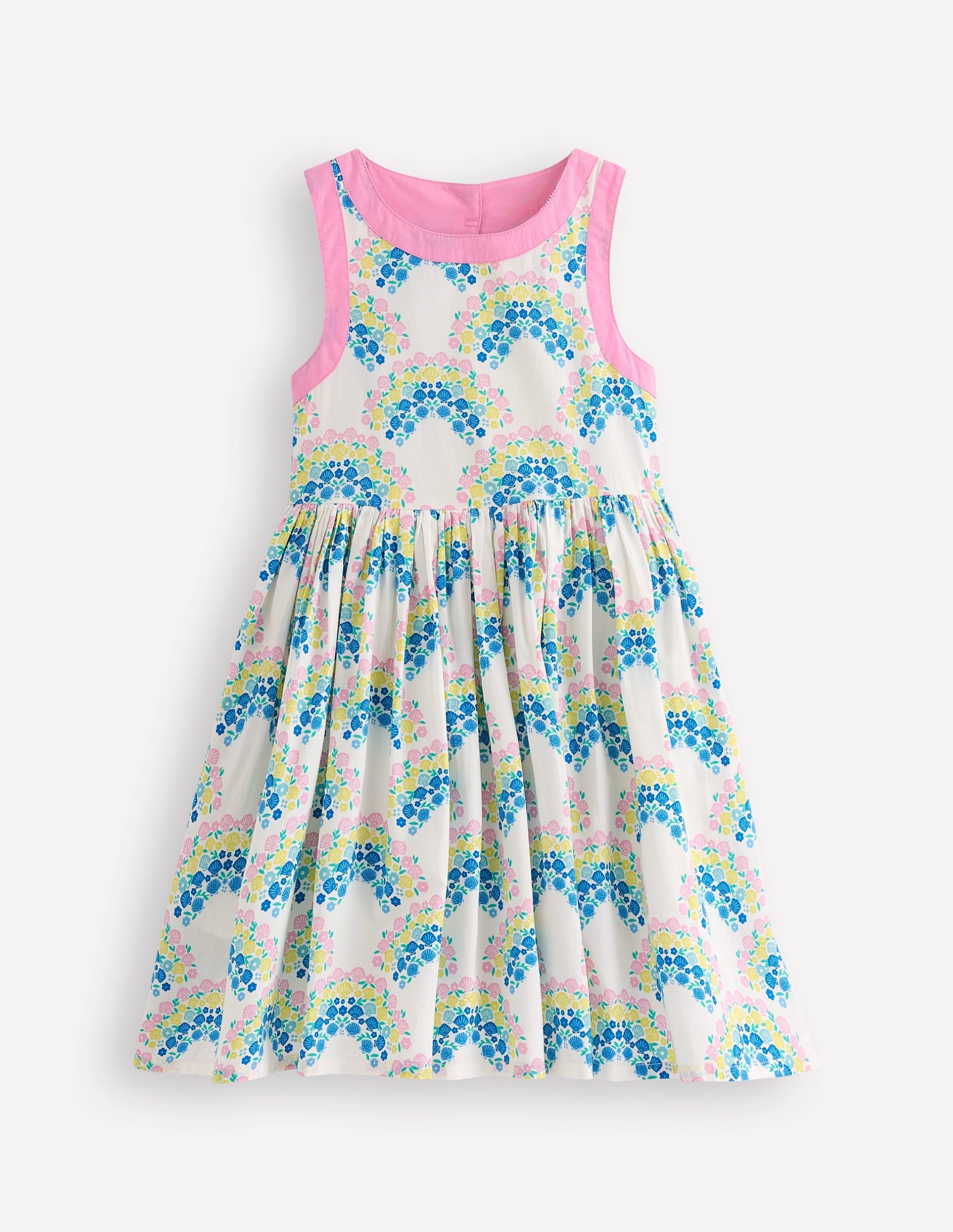 Harlow Back Detail Dress-Soft Ivory Rainbow Shells