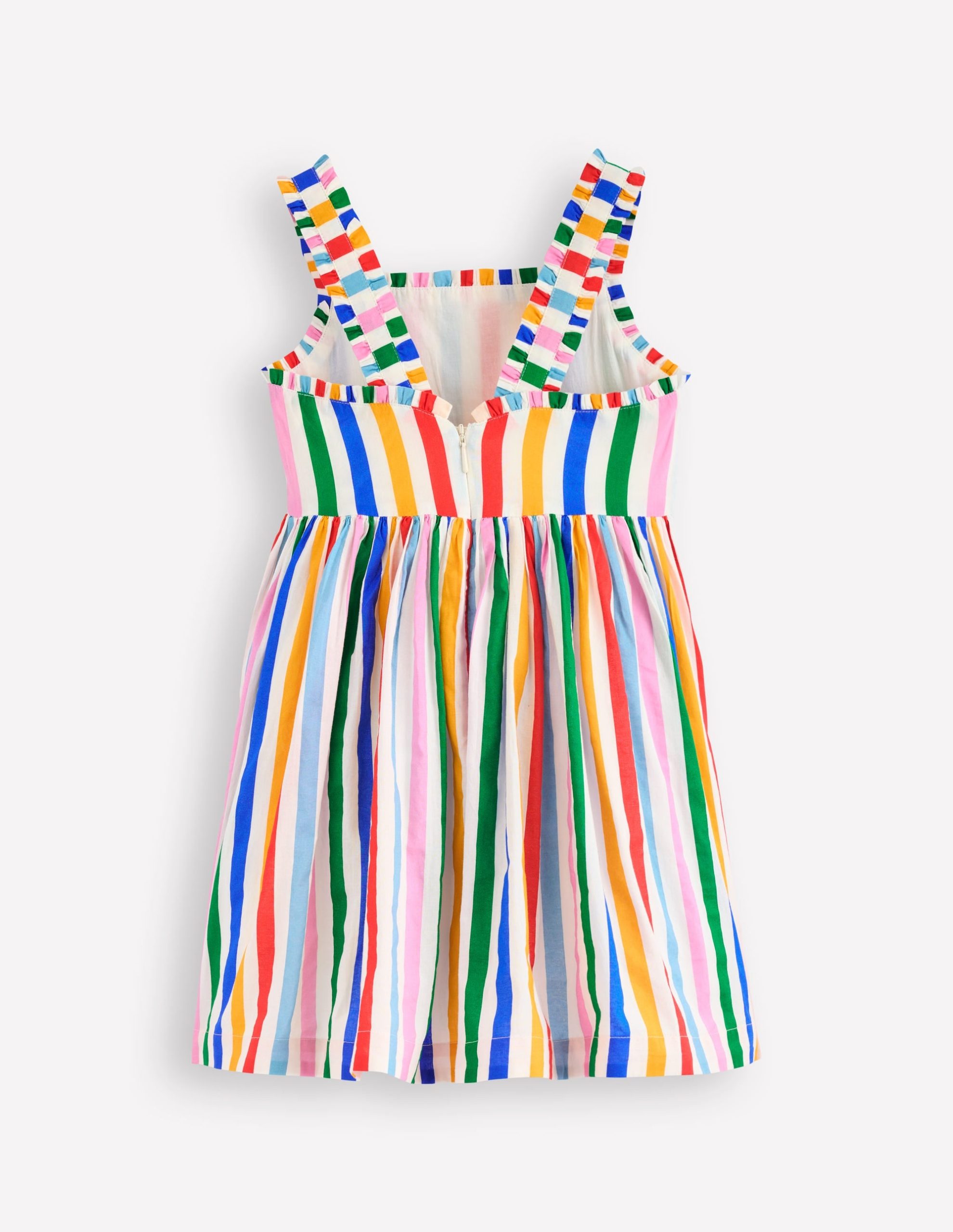 Luna Frill Strap Woven Dress-Multi Rainbow Stripe - Image 2