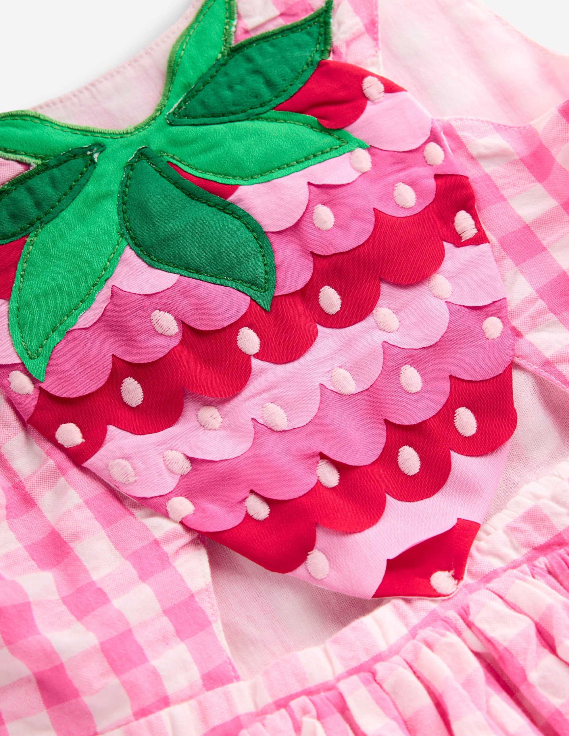 Zadie Applique Back Dress-Pink Gingham Strawberry - Image 8