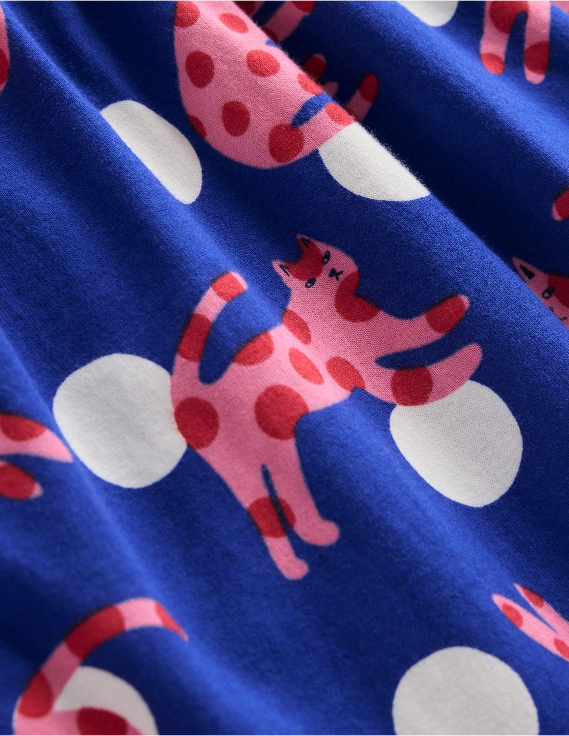 Posie Frill Sleeve Dress-Bright Blue Spotty Cats - Image 3