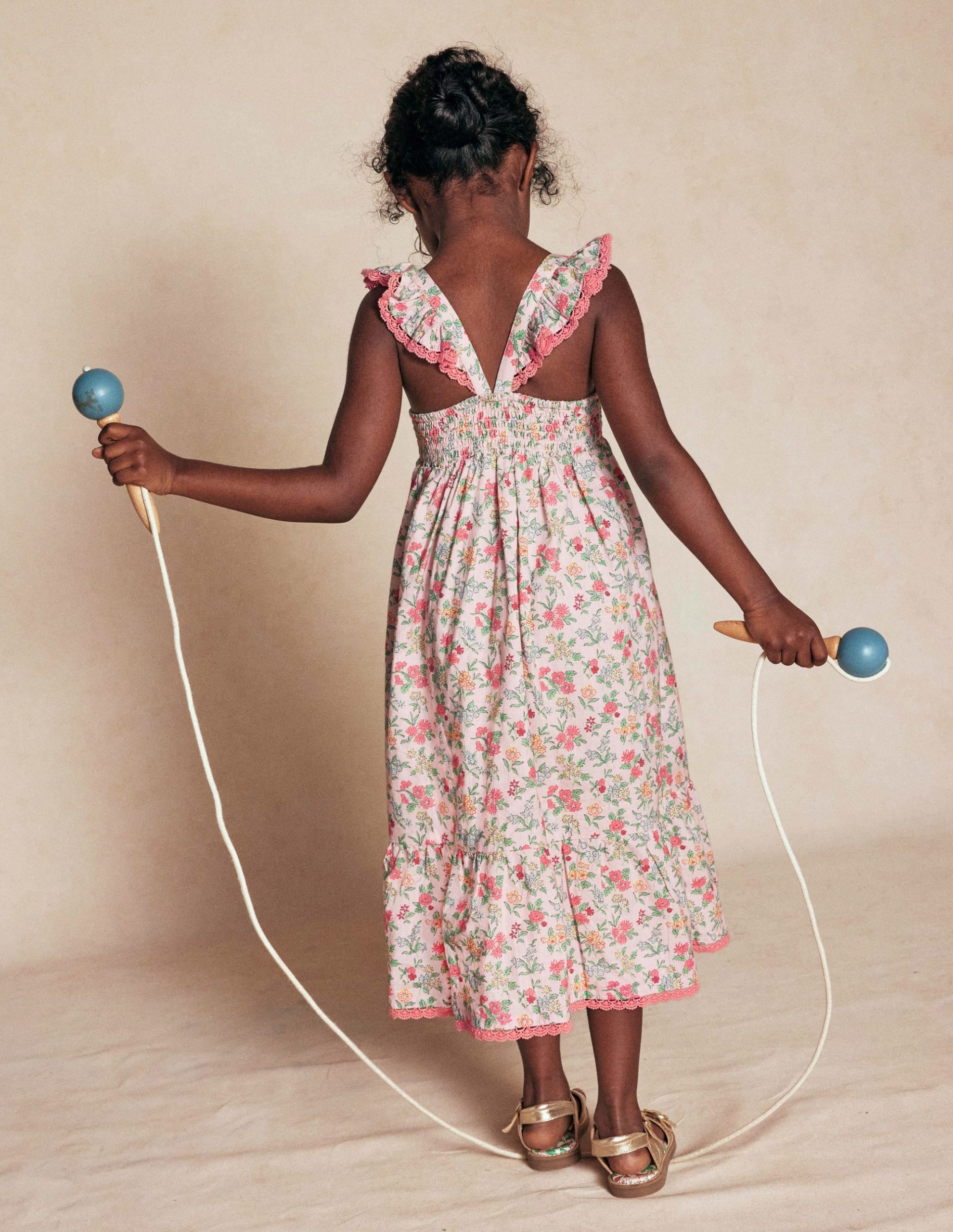 Luella Frill Maxi Sundress-Chalk Pink Garden Ditsy - Image 4