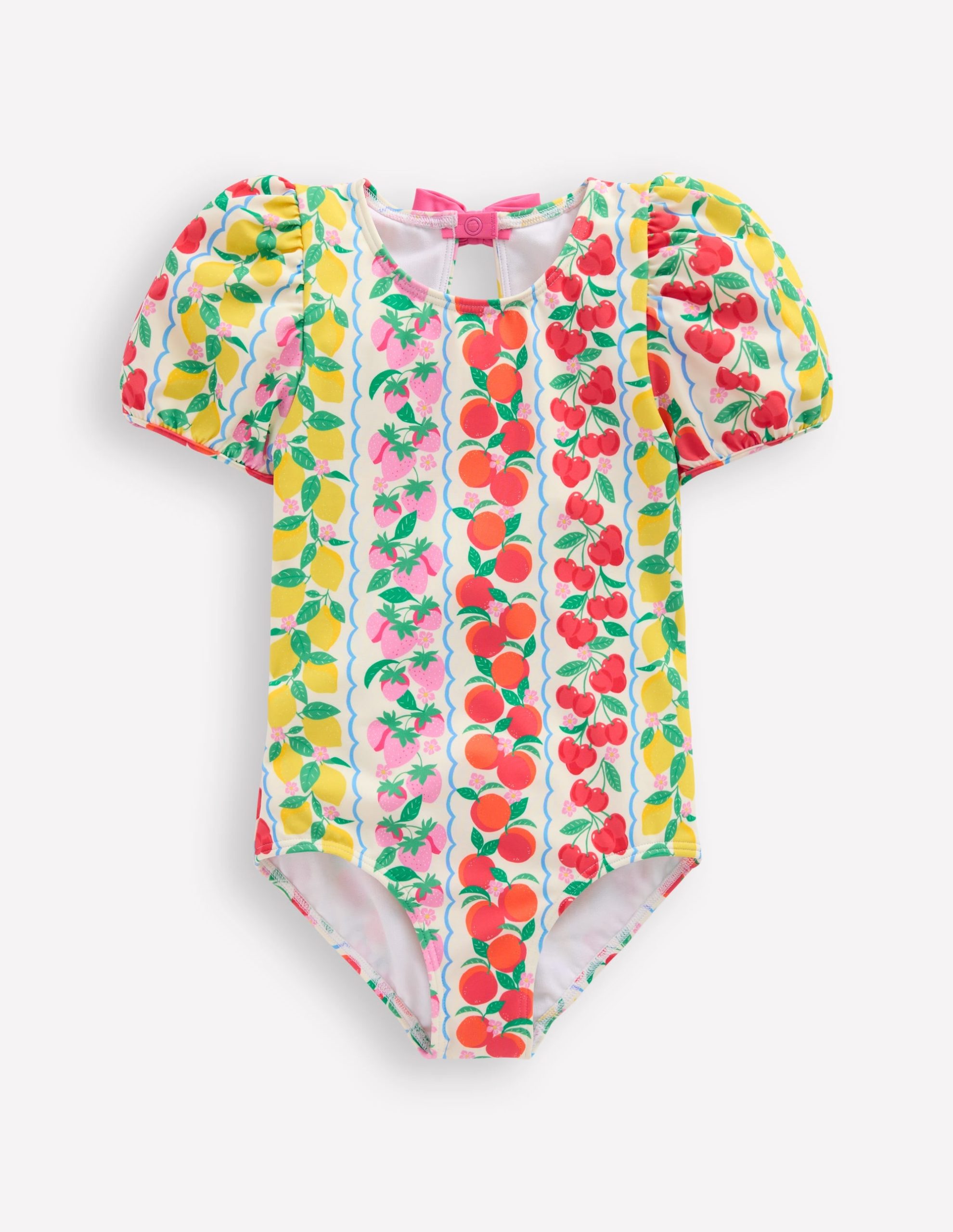 Sandy Puff Sleeve Swimsuit-Rainbow Fruit Stripe - Image 2