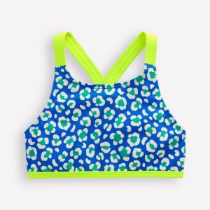 Cross-back Bikini Top-Aquamarine Leopard