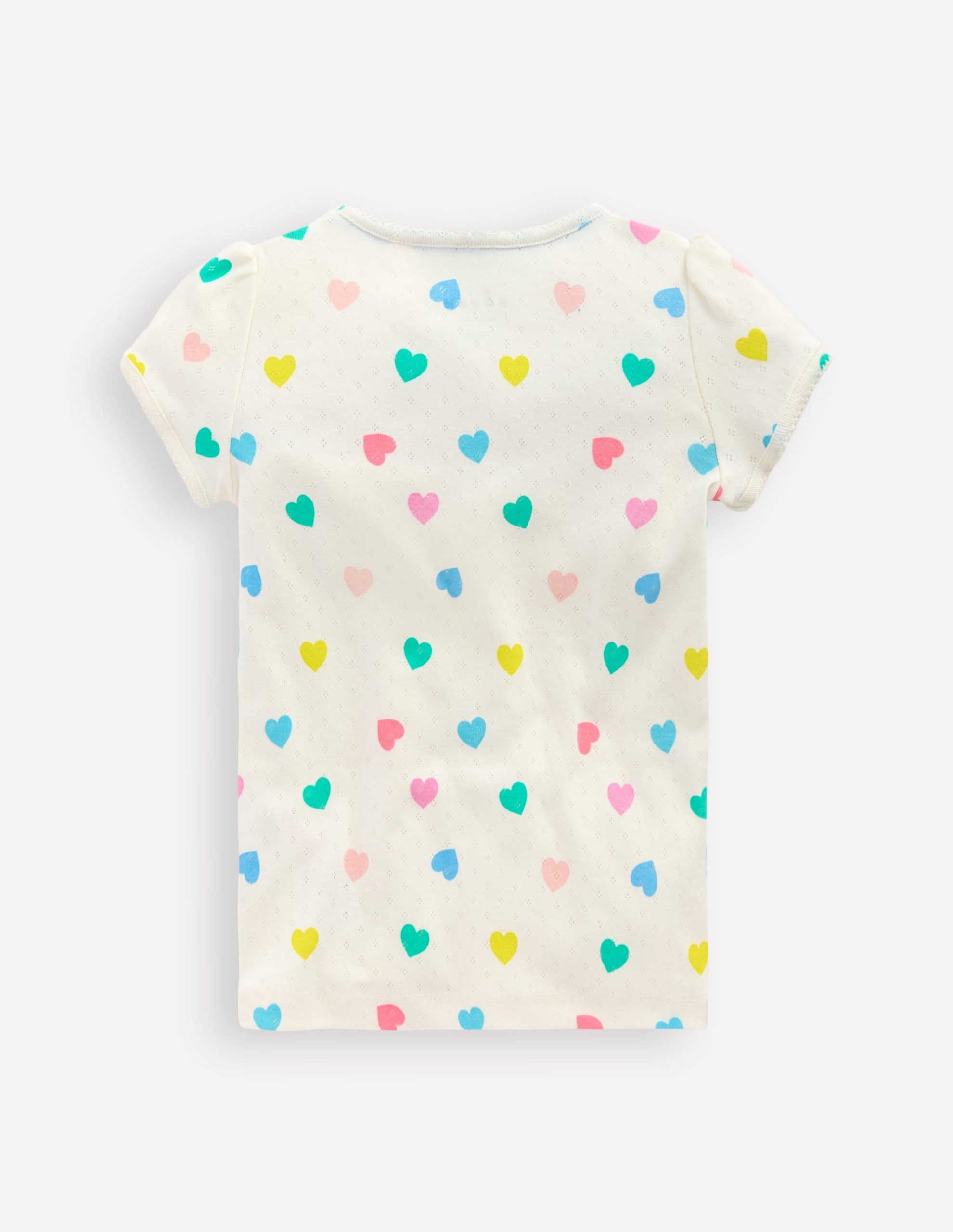 Short Sleeve Pointelle Top-Soft Ivory Multi Hearts - Image 2