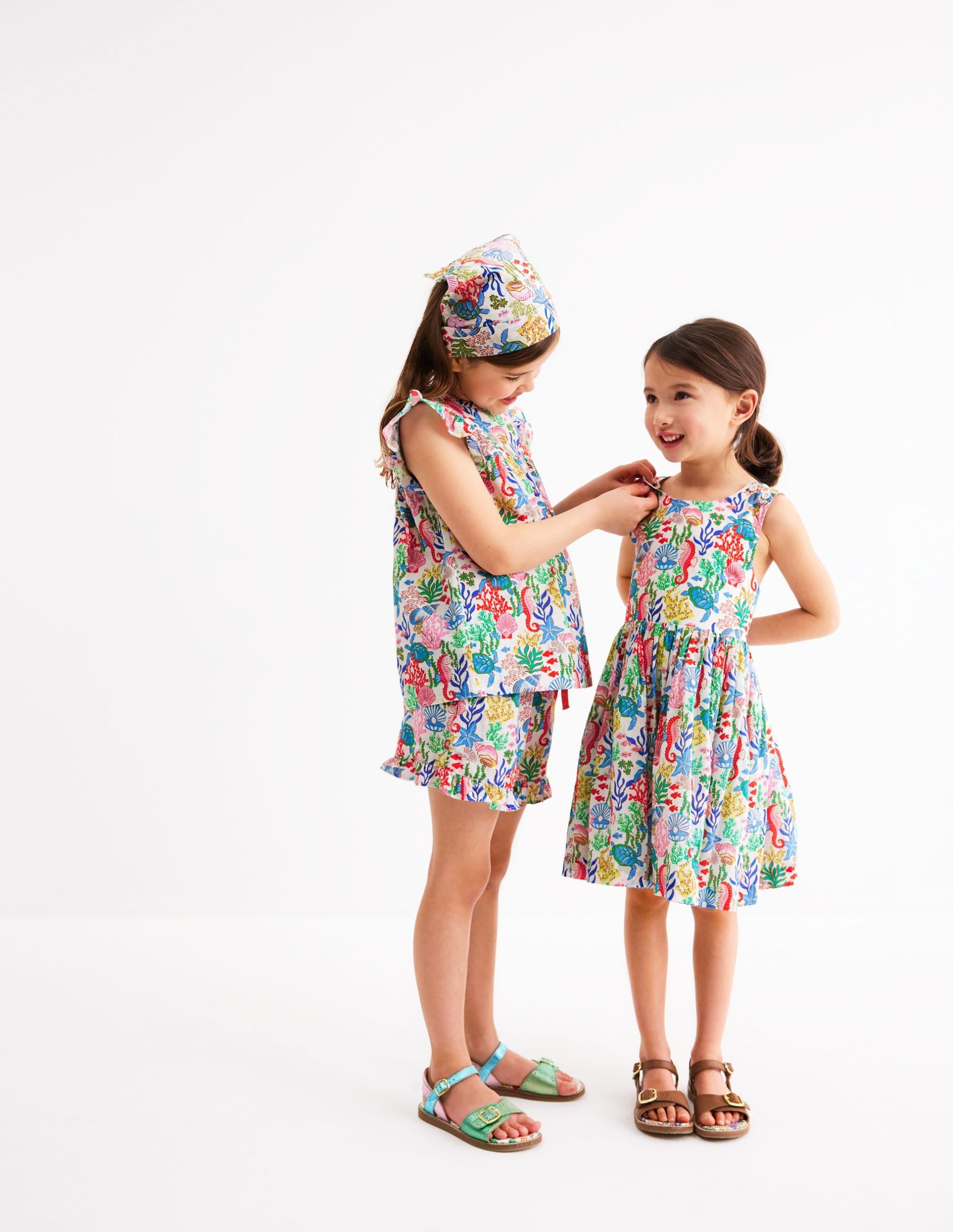 Juniper Woven Frill Shorts-Multi Coral Cove - Image 2