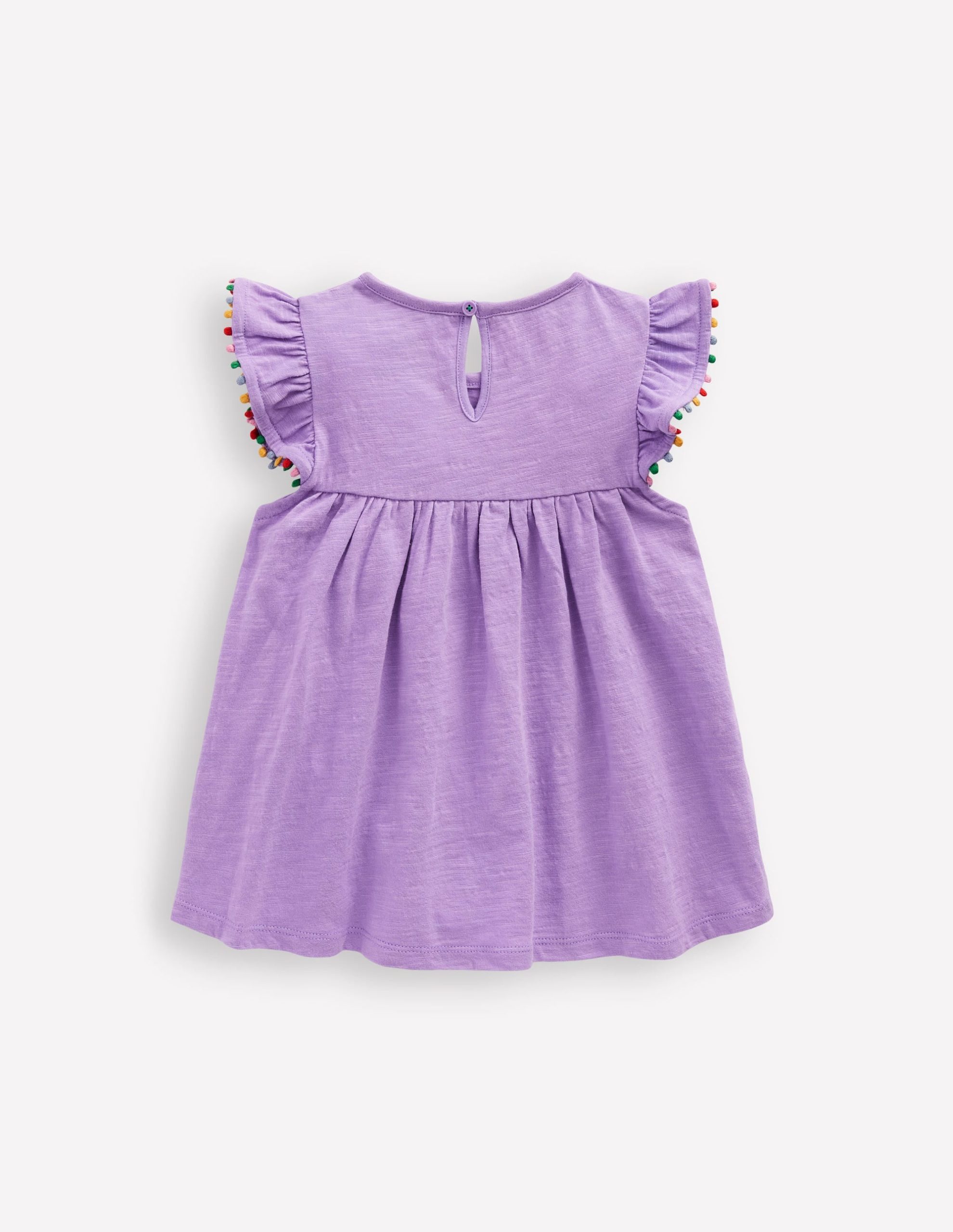 Frill Sleeve Pom Top-Parma Violet Purple - Image 2