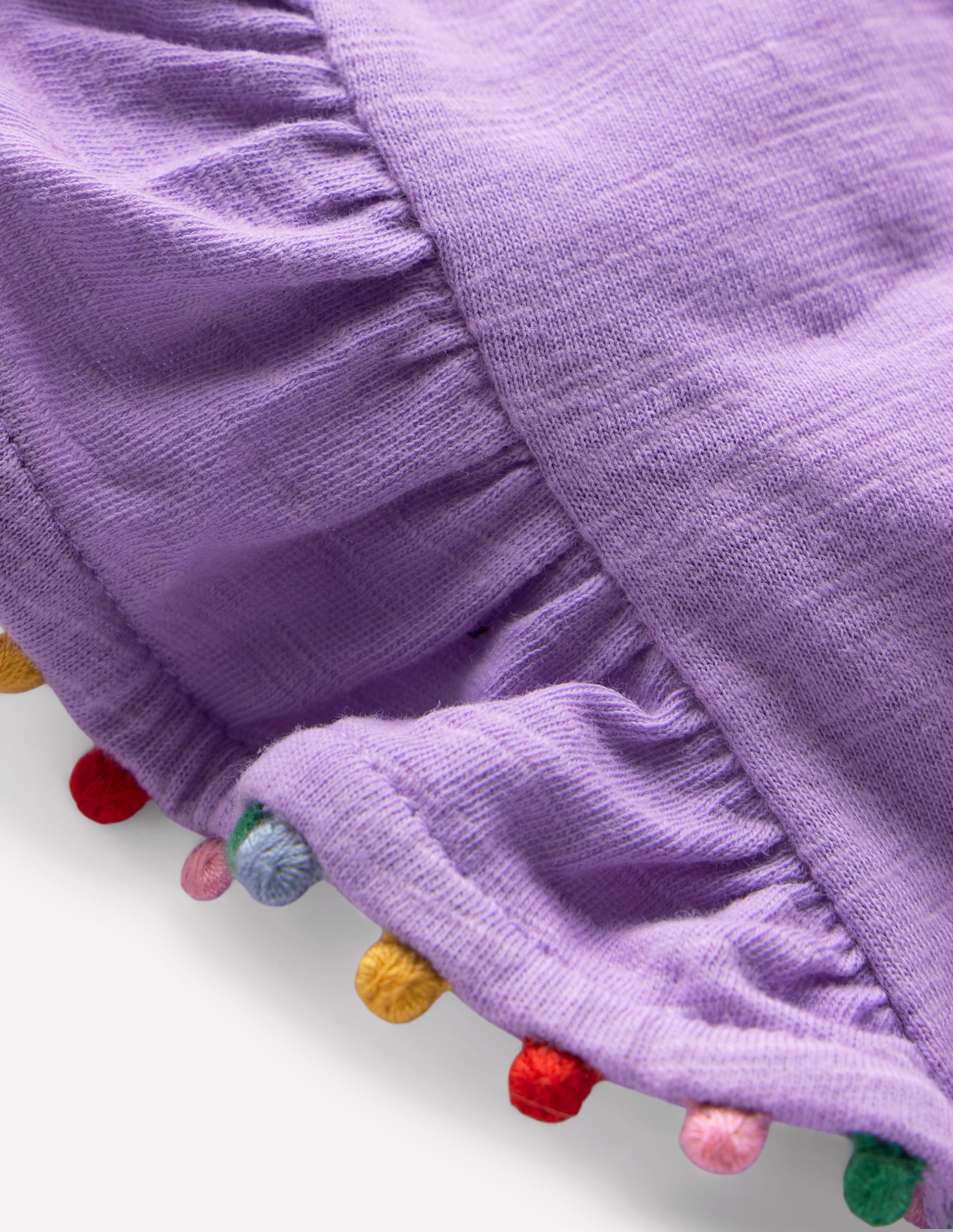 Frill Sleeve Pom Top-Parma Violet Purple - Image 3