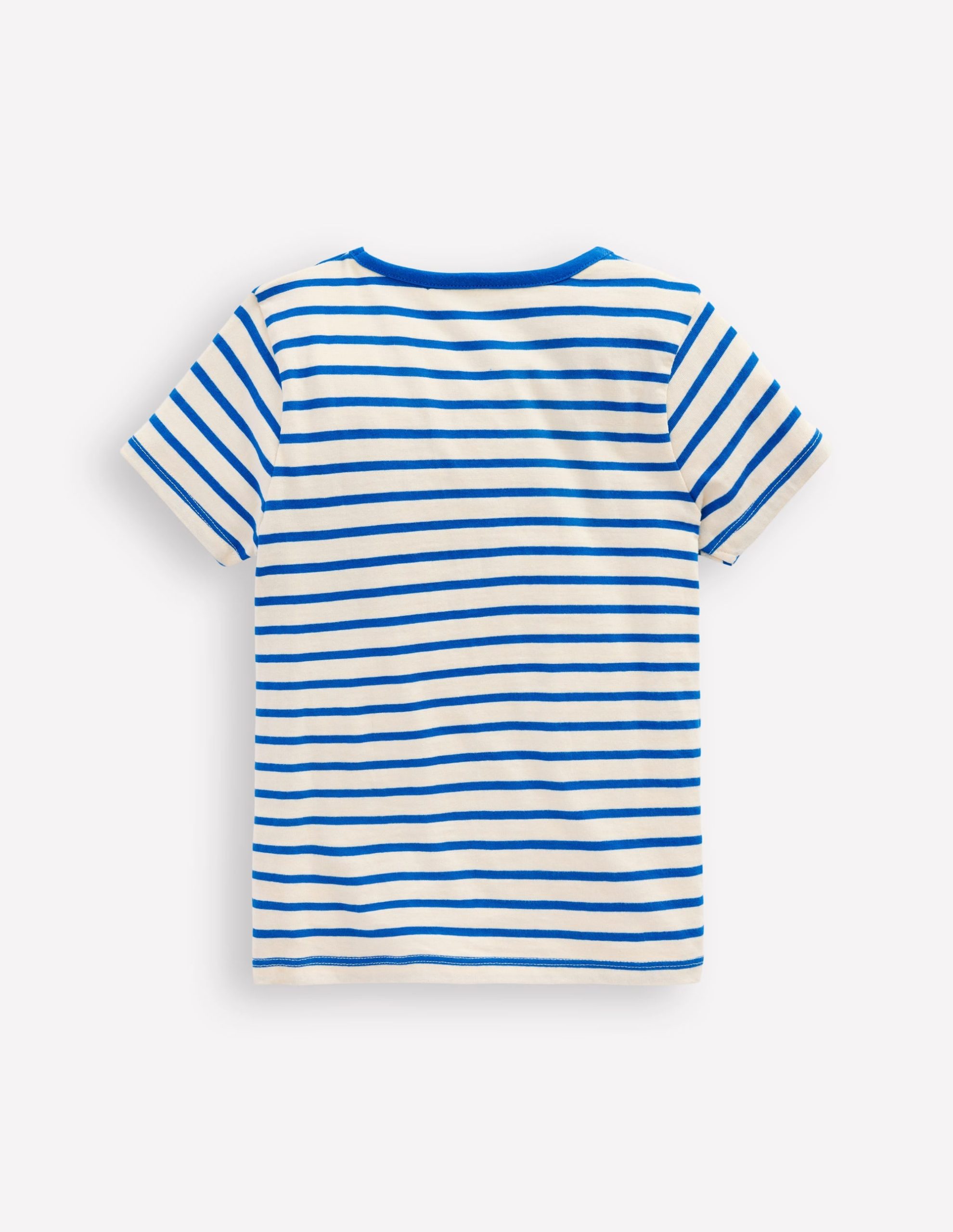 Short Sleeve Appliqu?? T-shirt-Peacock Plume Blue/Soft Ivory - Image 4