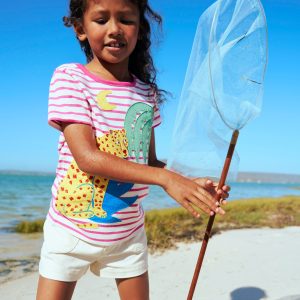 Short Sleeve Appliqu?? T-shirt-Rose Petal Pink Cheetah