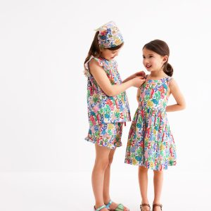 Frill Sleeve Woven Top-Multi Coral Cove