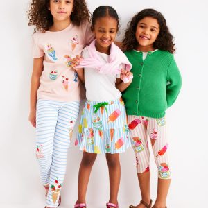 Tiered Jersey Skort-Vintage Blue Ice Cream Stripe