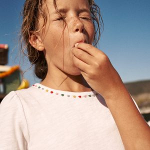 Ali Puff Sleeve Pom T-shirt-White