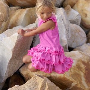 Broderie Mix Jersey Dress-Foxglove Purple