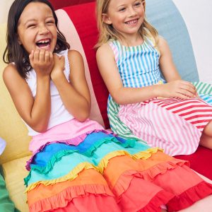 Ruffle Midi Skirt-Rainbow Tiers