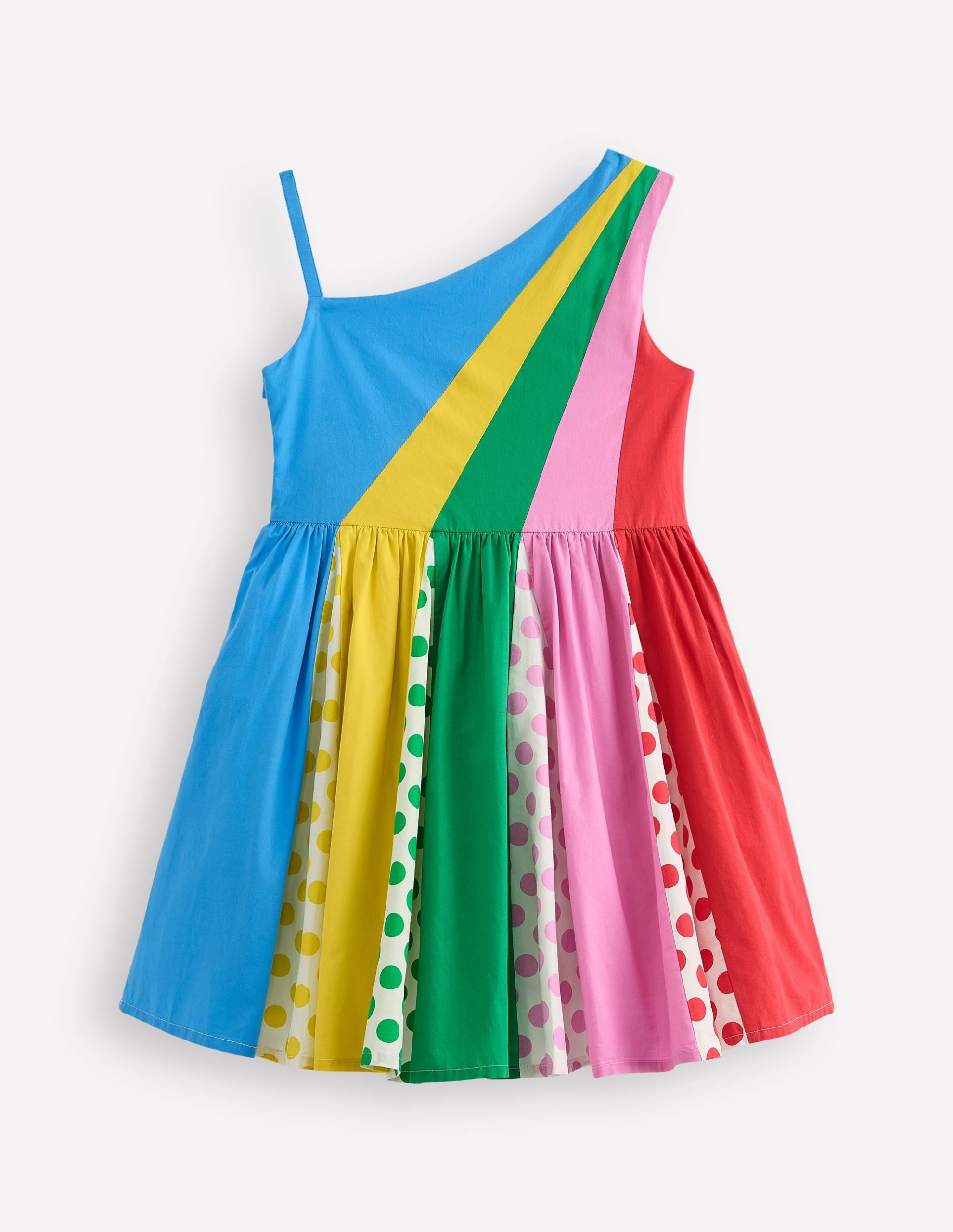 One Shoulder Woven Dress-Multi Spot - Image 3