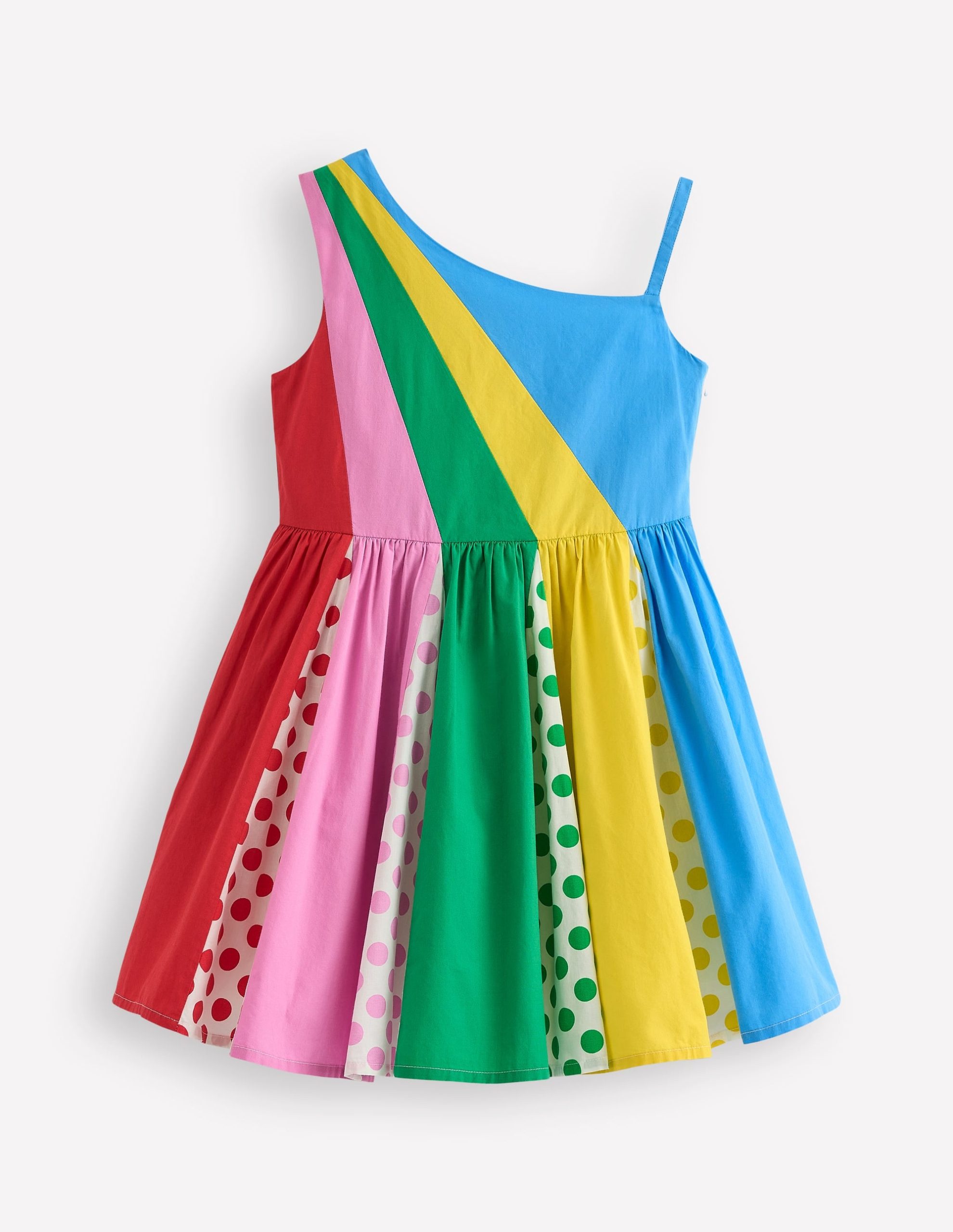 One Shoulder Woven Dress-Multi Spot - Image 2