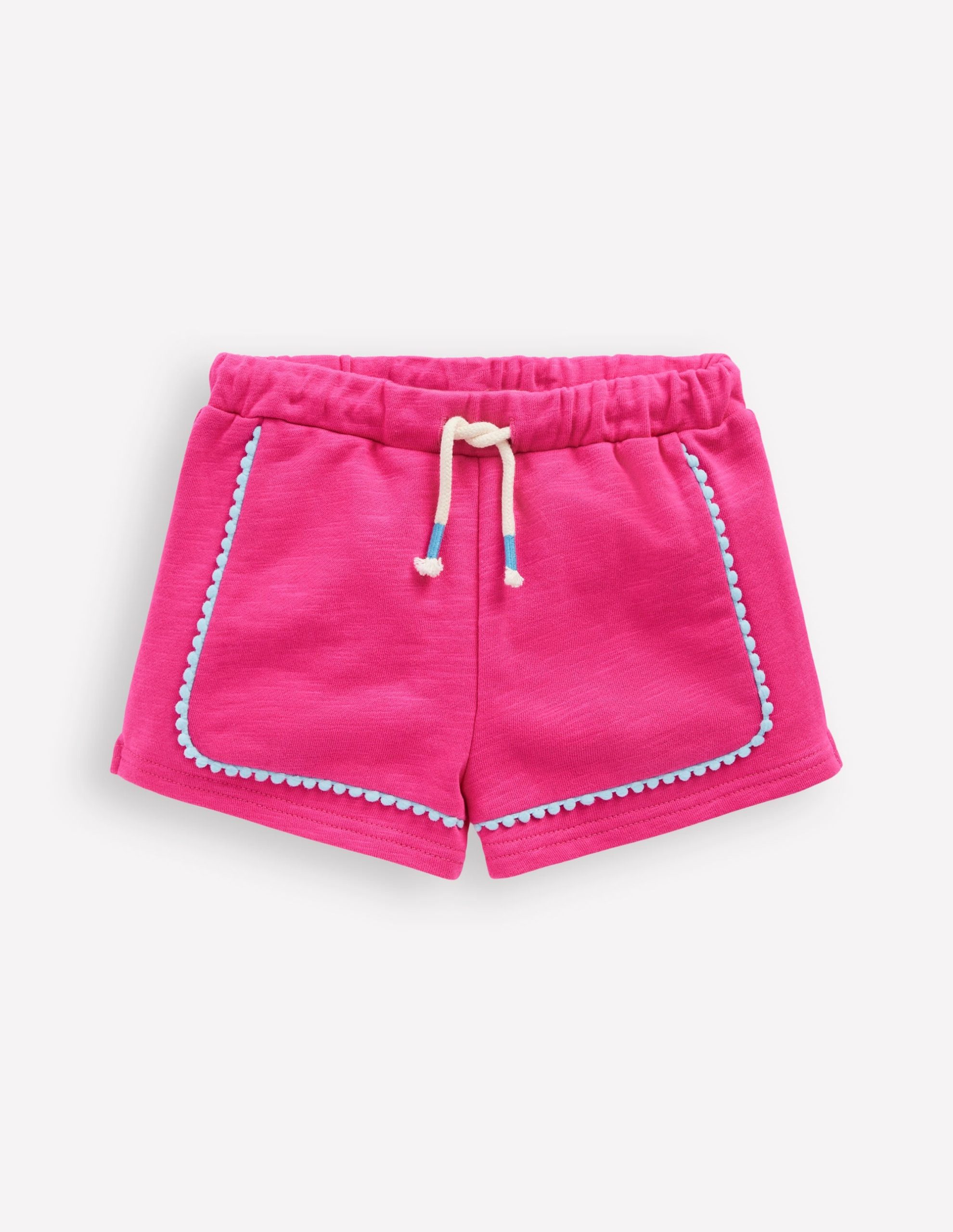 Pom Trim Jersey Short-Raspberry Pink