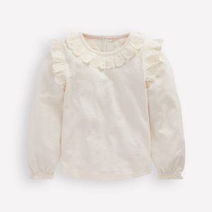 Broderie Heart Trim Top-Soft Ivory