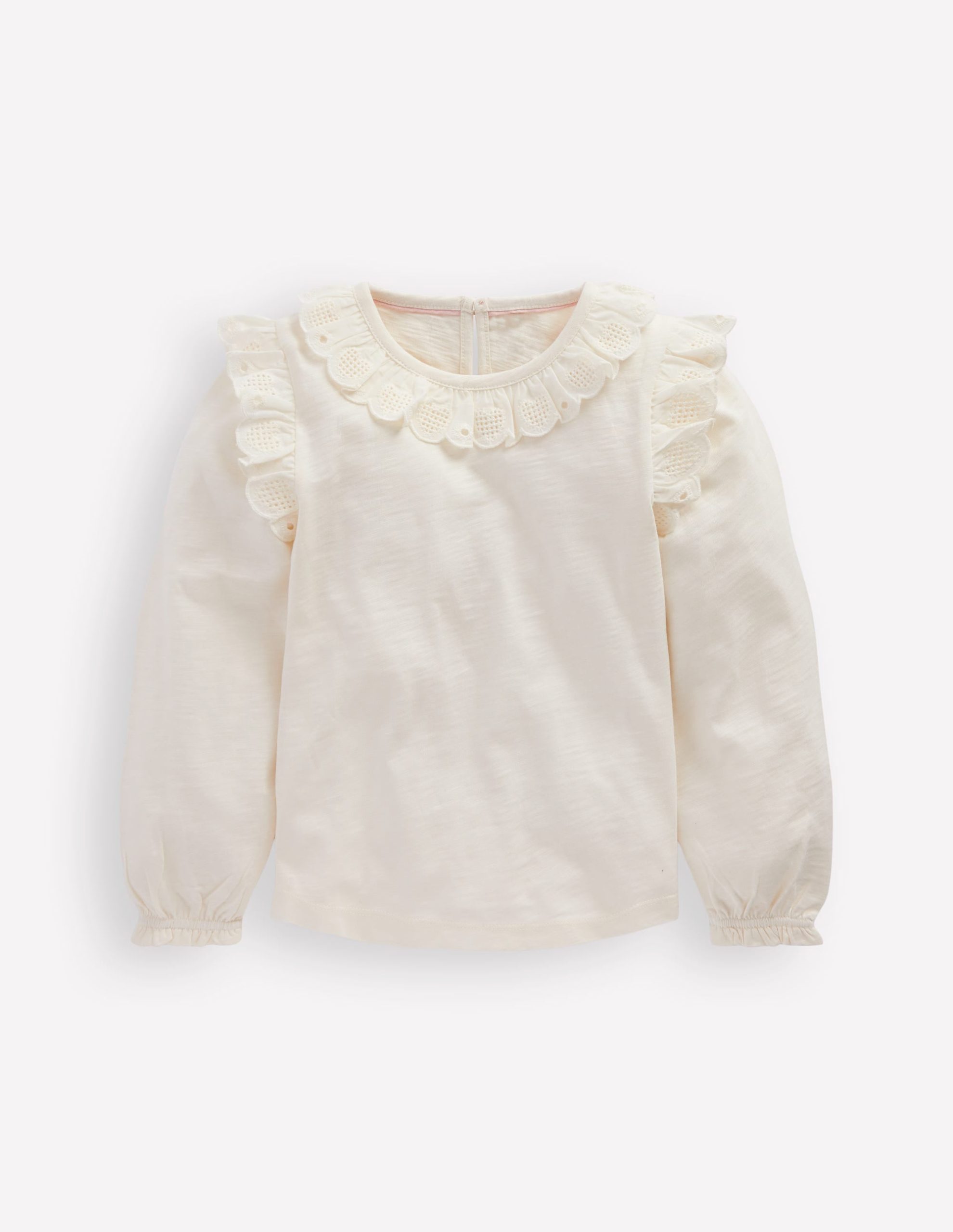 Broderie Heart Trim Top-Soft Ivory