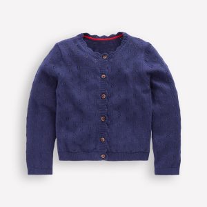 Everyday Scalloped Cardigan-College Navy