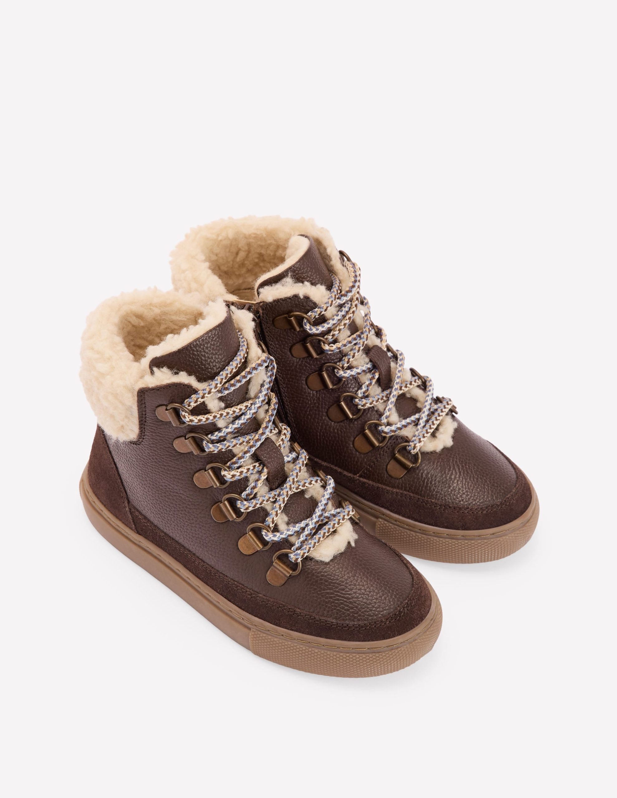 Borg Lace-up Boots-Brown - Image 2