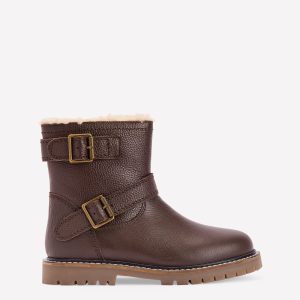 Leather Biker Boots-Dark Chocolate