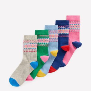 5-pack Fair Isle Socks-Multi Fair Isle