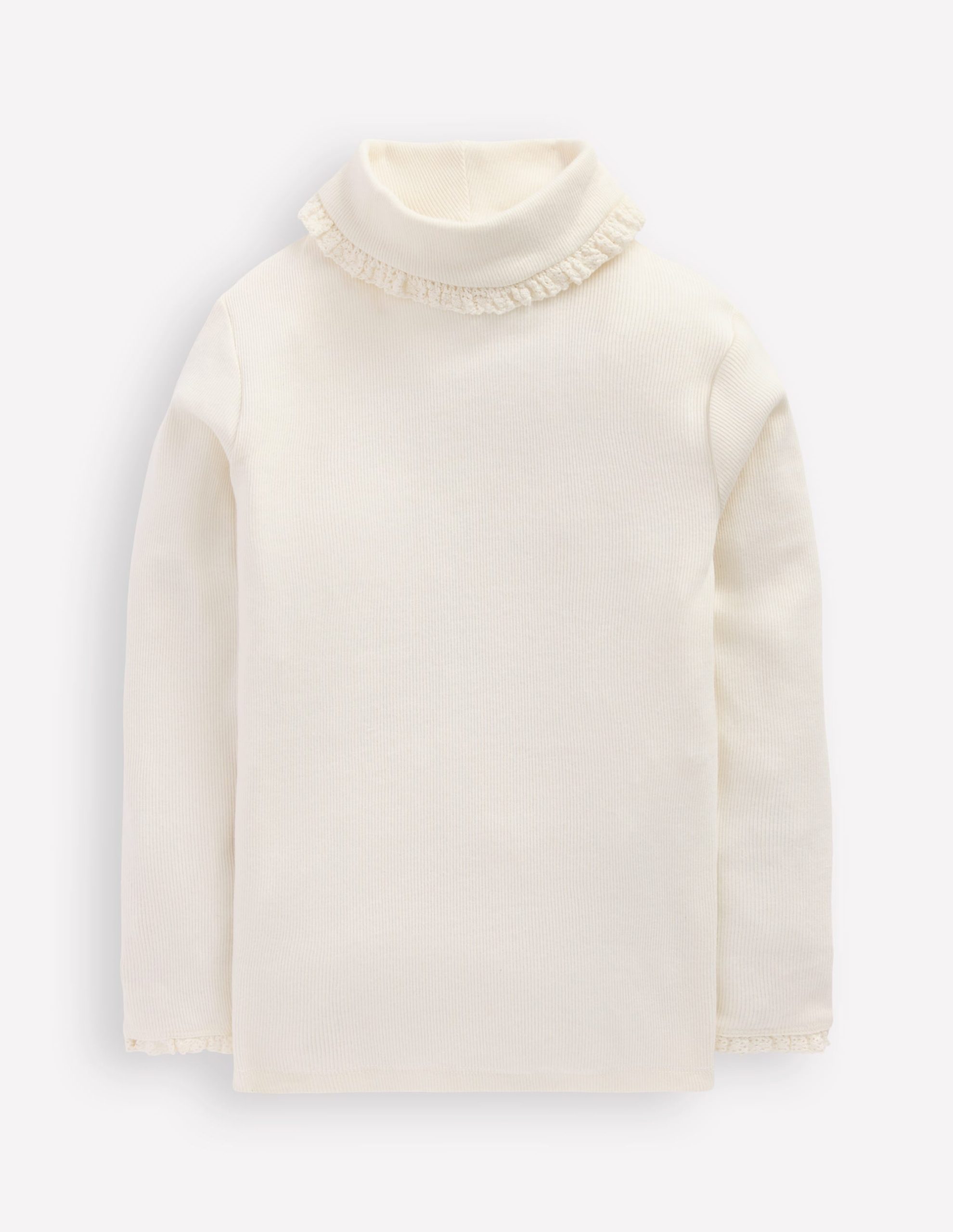 Ribbed Roll Neck Top-Ivory - Image 4