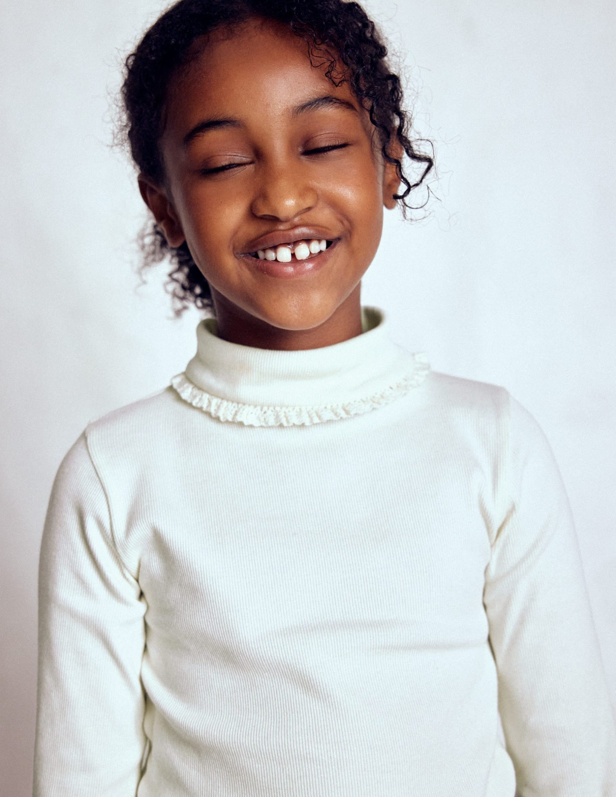 Ribbed Roll Neck Top-Ivory - Image 2