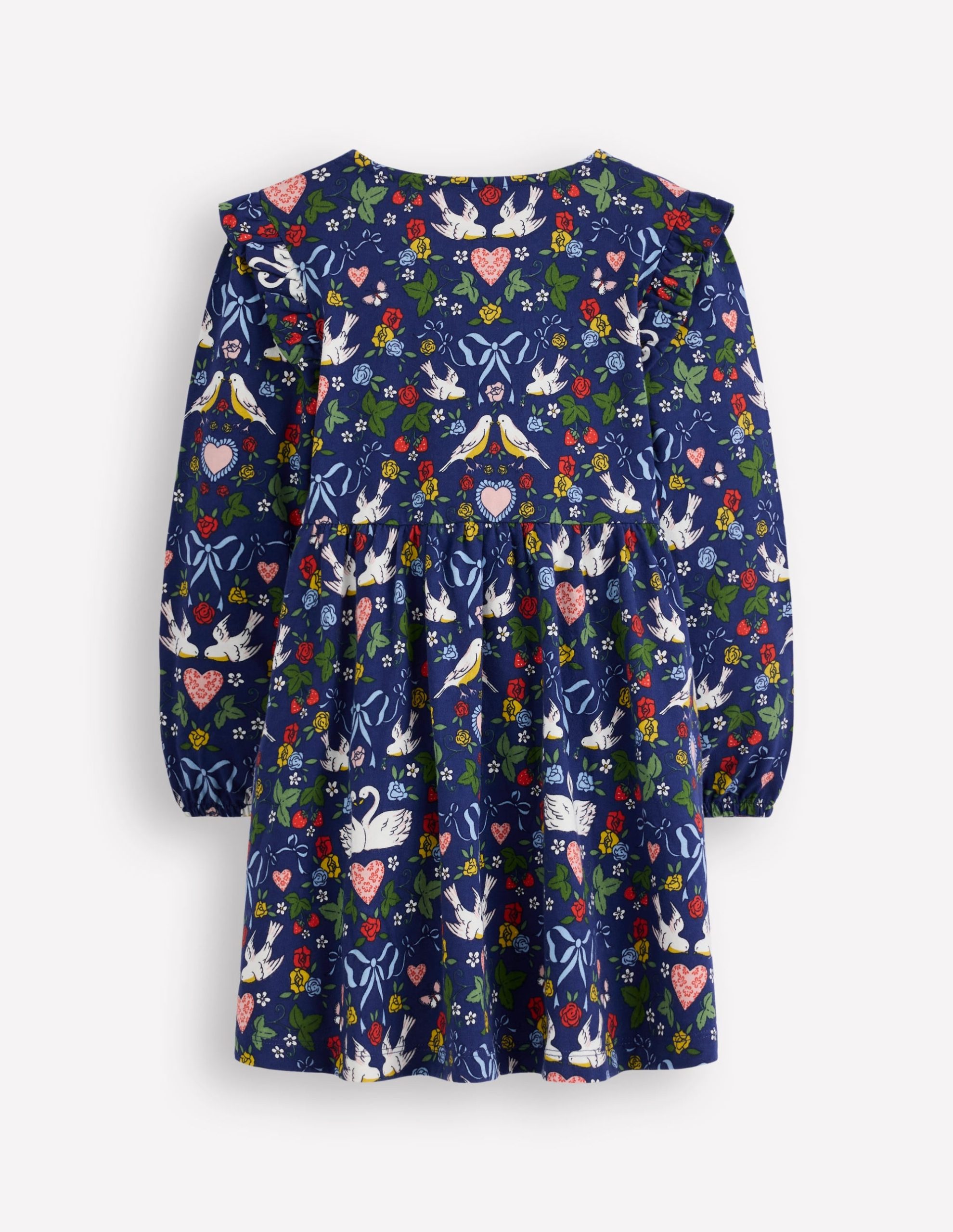 Posie Long Sleeve Jersey Dress-Starboard Blue Lovebirds - Image 2