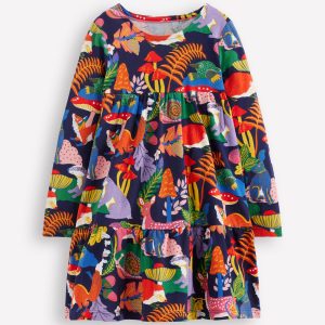 Ariel Long Sleeve Twirly Dress-Multi Rainbow Forrest