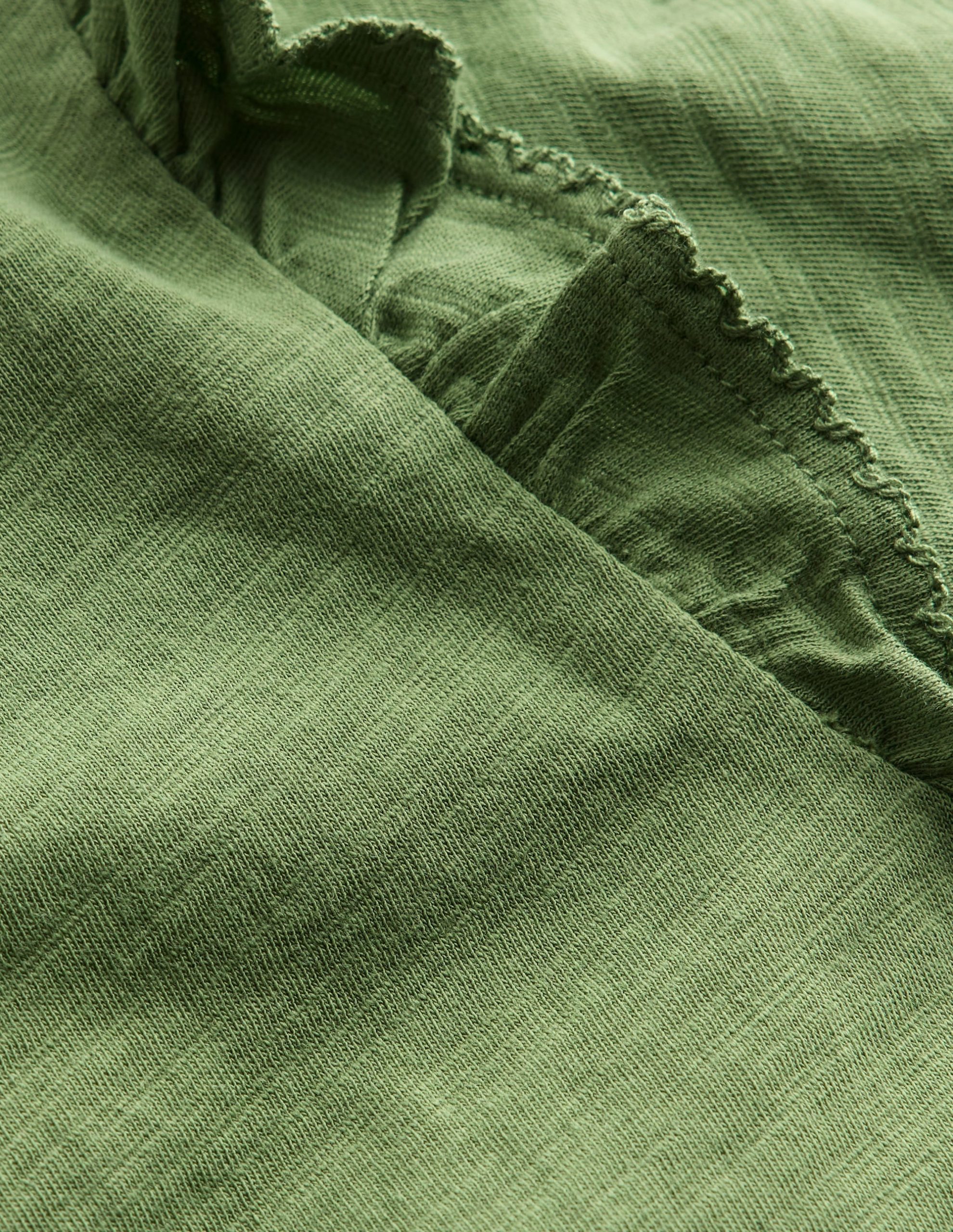 Frill Sleeve Slub Top-Safari Green - Image 3