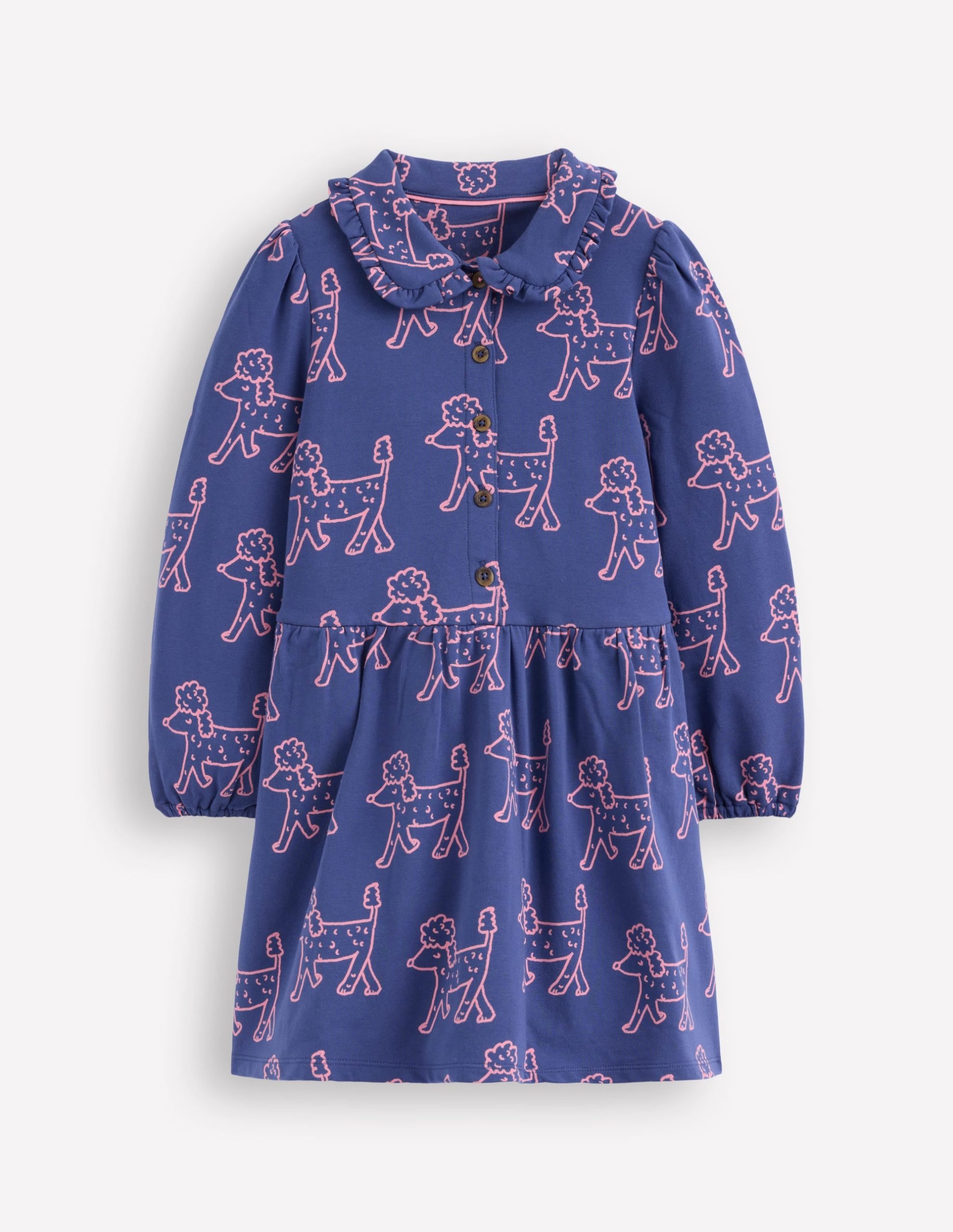 Cosy Jersey Shirt Dress-Starboard Blue Poodles