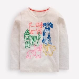 Long Sleeve Riso T-Shirt-Oatmeal Marl Dogs