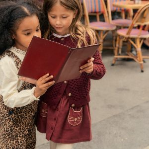 Button-through Mini Skirt-Chestnut Cats