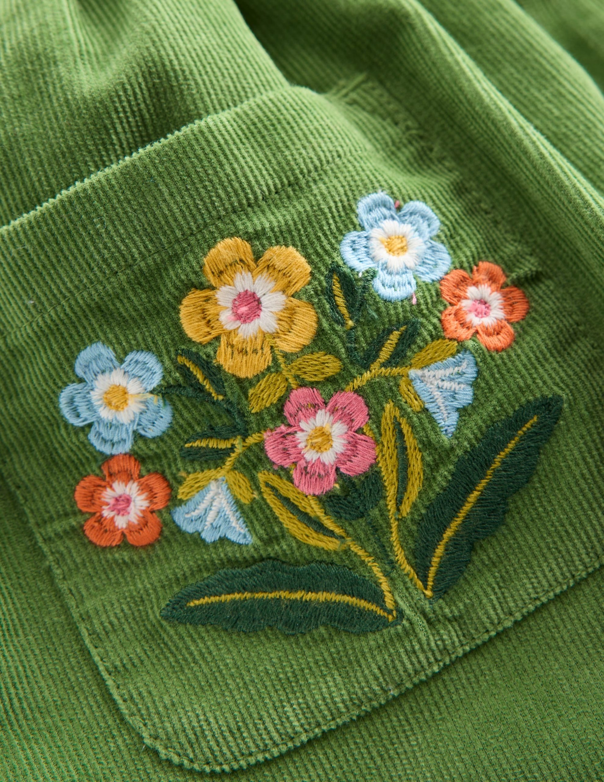 Button-through Mini Skirt-Broccoli Green Flowers - Image 4