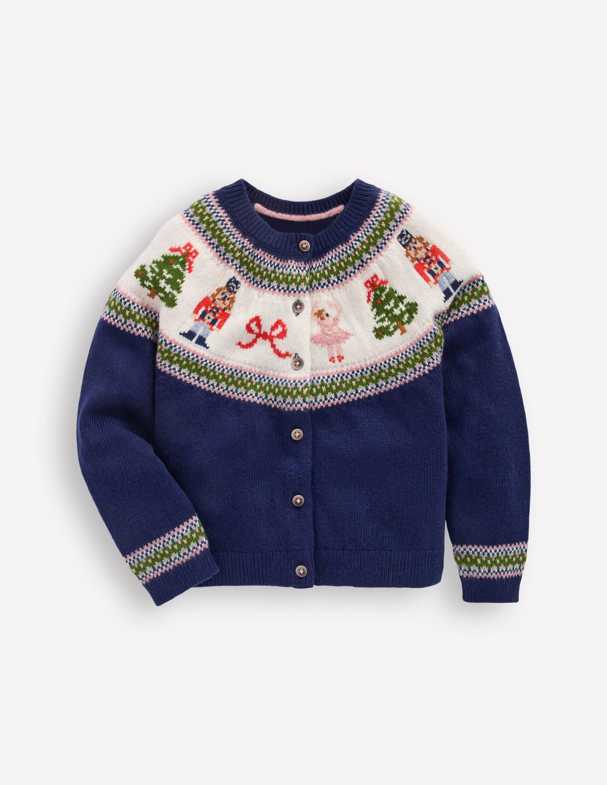 Edie Fair Isle Cardigan-Blue Nutcracker