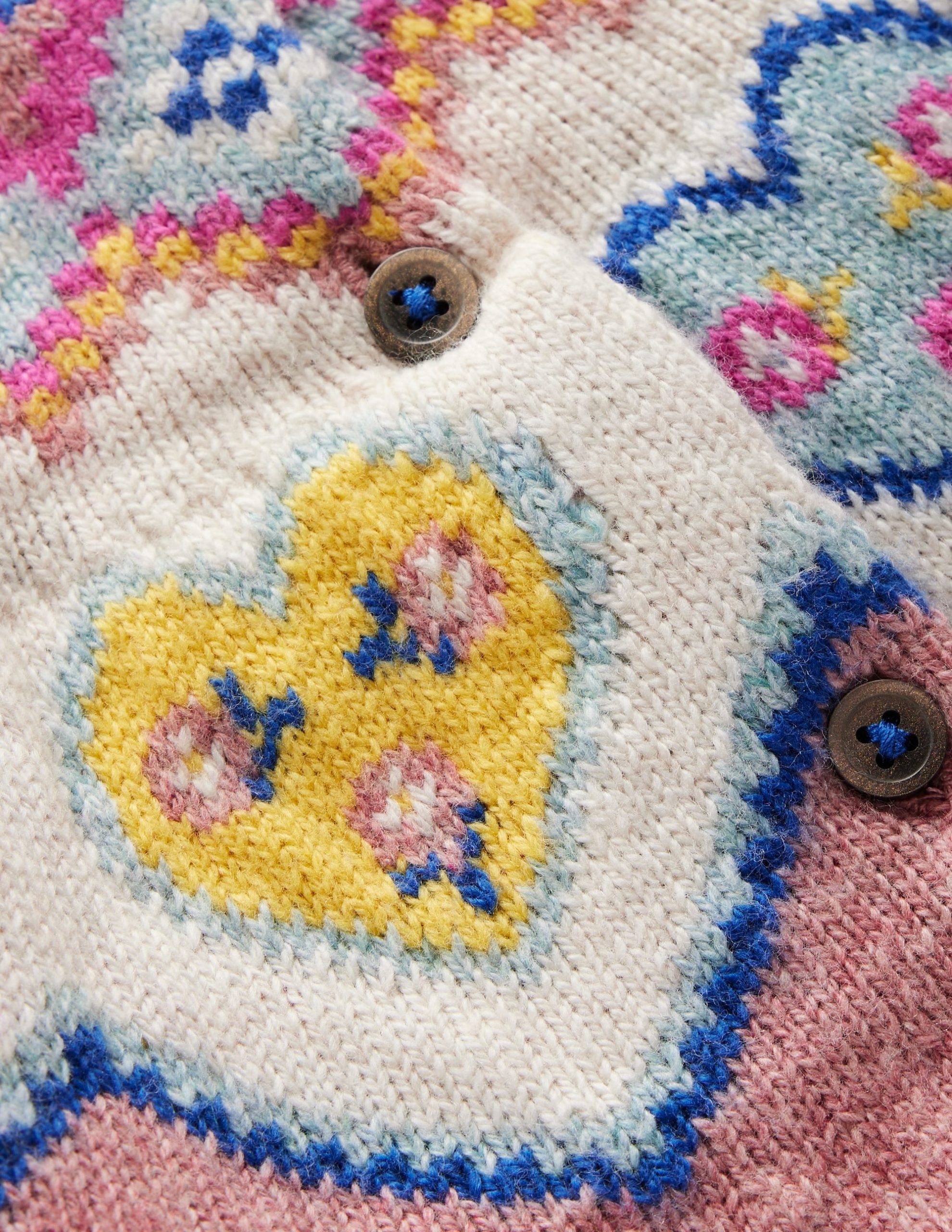 Edie Fair Isle Cardigan-Pink Marl Hearts - Image 3