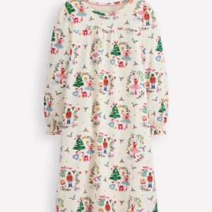 Printed Long Sleeve Nightie-Soft Ivory Nutcracker