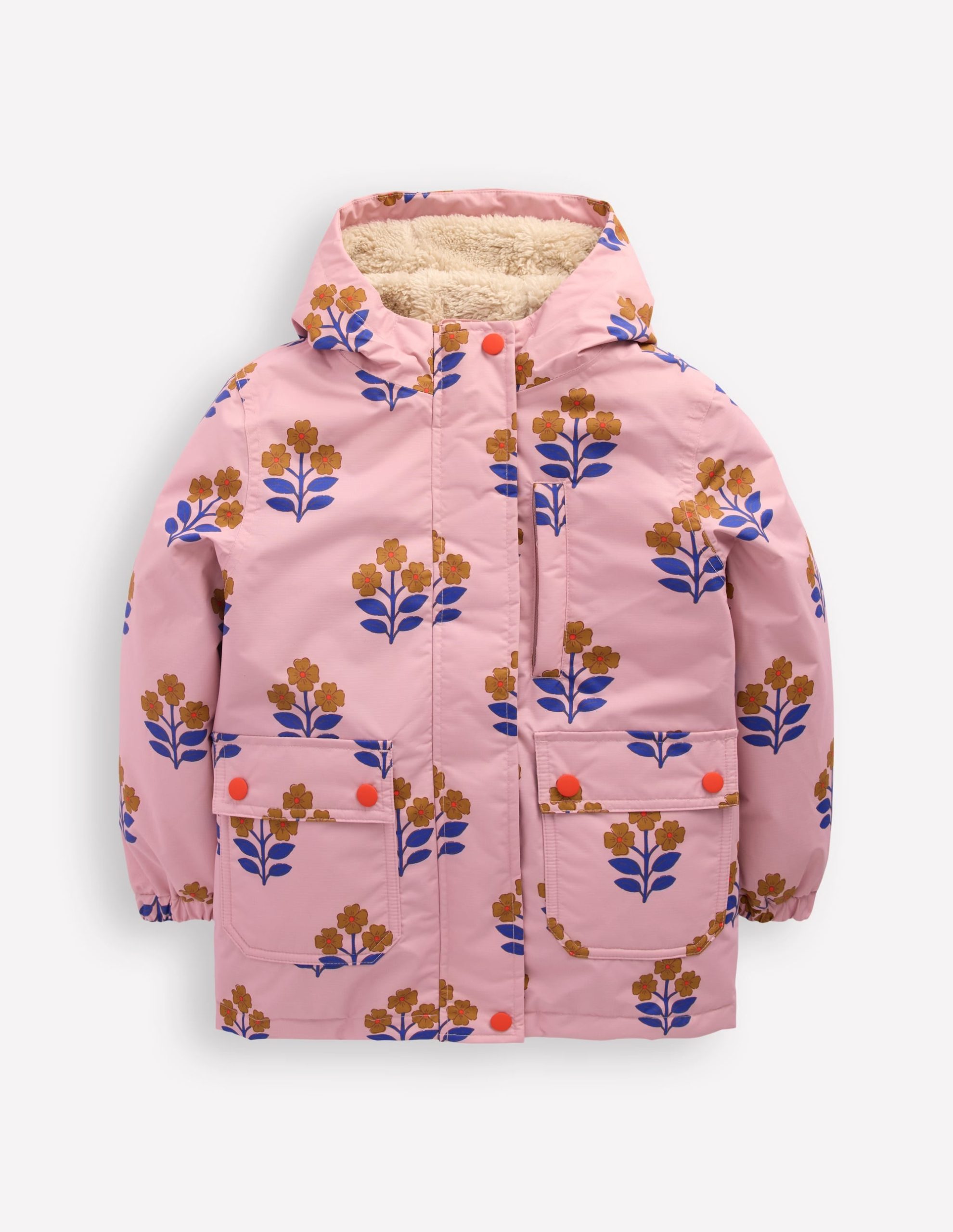 4-in-1 Waterproof Coat-Vintage Pink Floral Stamp