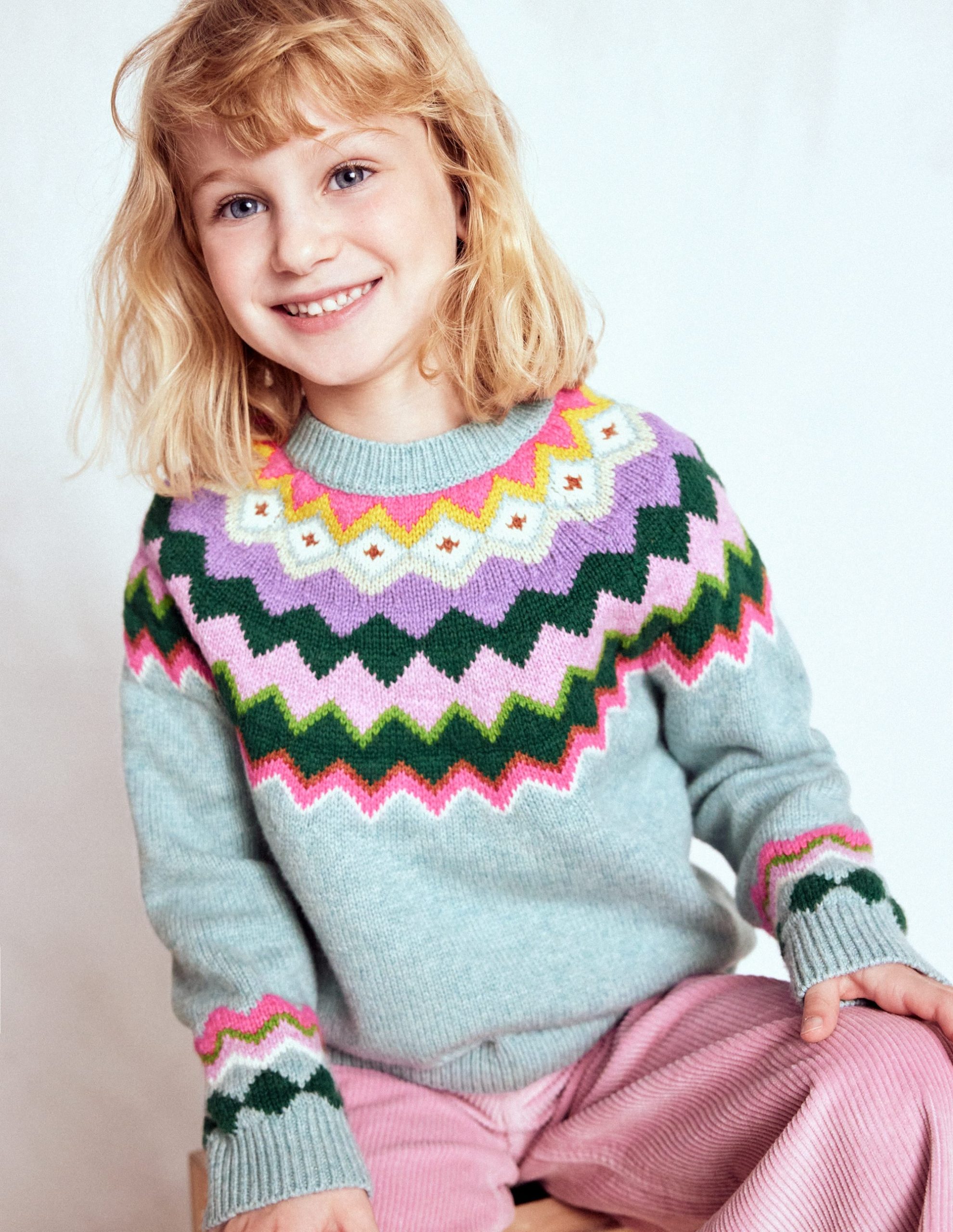 Eleanor Fair Isle Sweater-Sea Mist Blue Fair Isle - Image 2