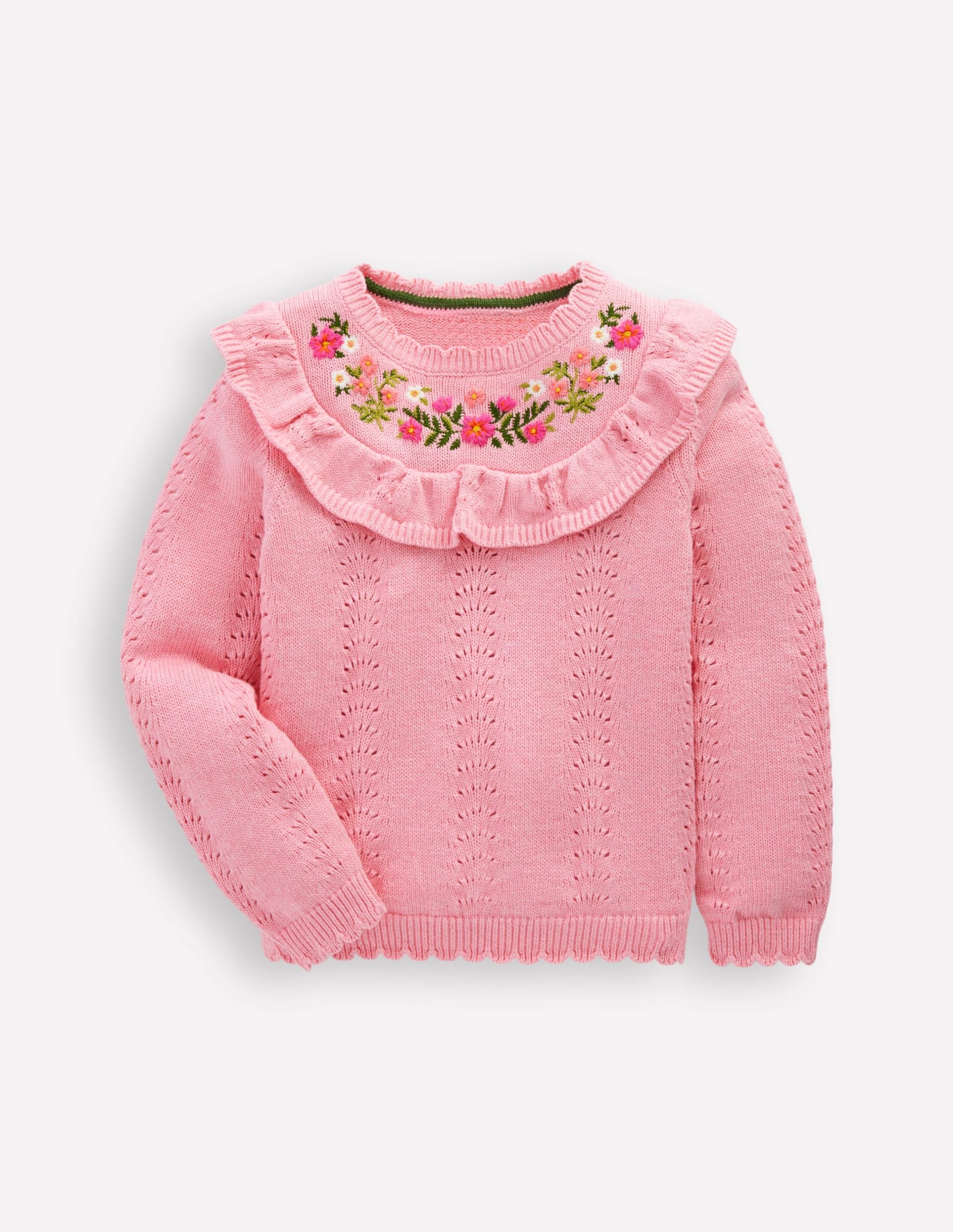 Embroidered Pointelle Sweater-Formica Pink Marl - Image 3